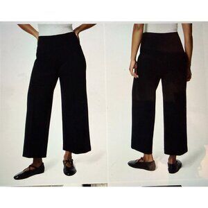 The Perfect Pull-On Crop Wide Leg Ponte Pants Black Size Med/P